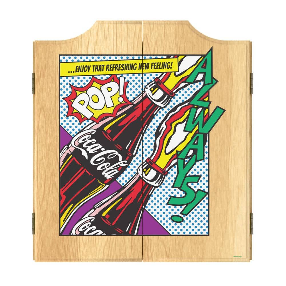 Coca-Cola Go Refreshed 20.5 in. Dart Board with Cabinet, Darts and Scoreboards