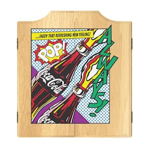 Coca-Cola Pop Art 20.5 in. Dart Board with Cabinet, Darts and Scoreboards