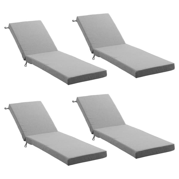 72 in. x 22.4 in. x 3.5 in. 4-Pieces Outdoor Water-Resistant Replacement Chaise Lounge Seat Cushion Sand-Gray