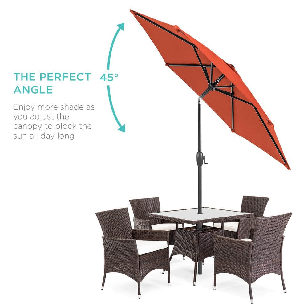 Rust Hexagon Market Patio Umbrella with Crank Lift and Tilt