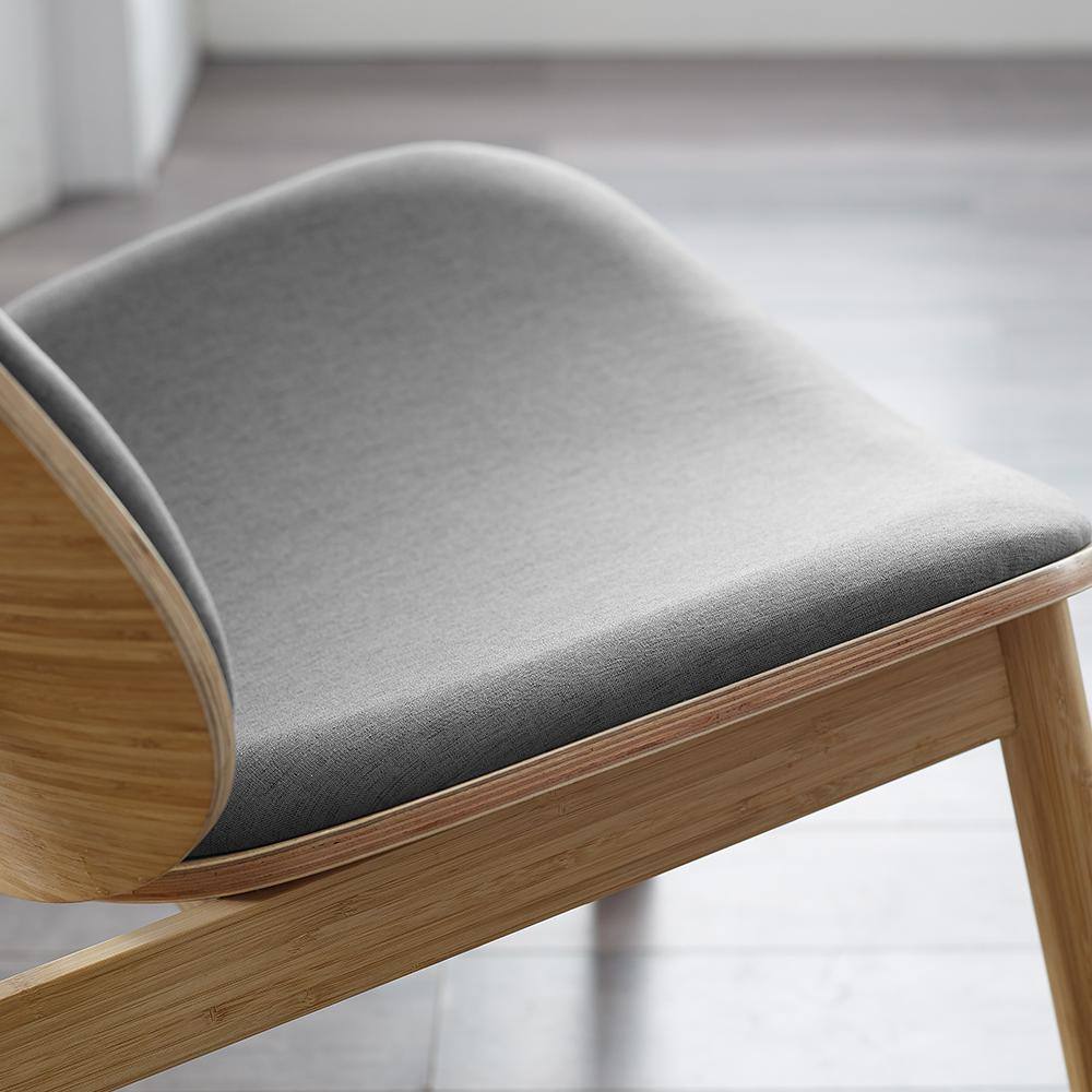 Gray Velvet Lounge Chair with Bamboo Frame