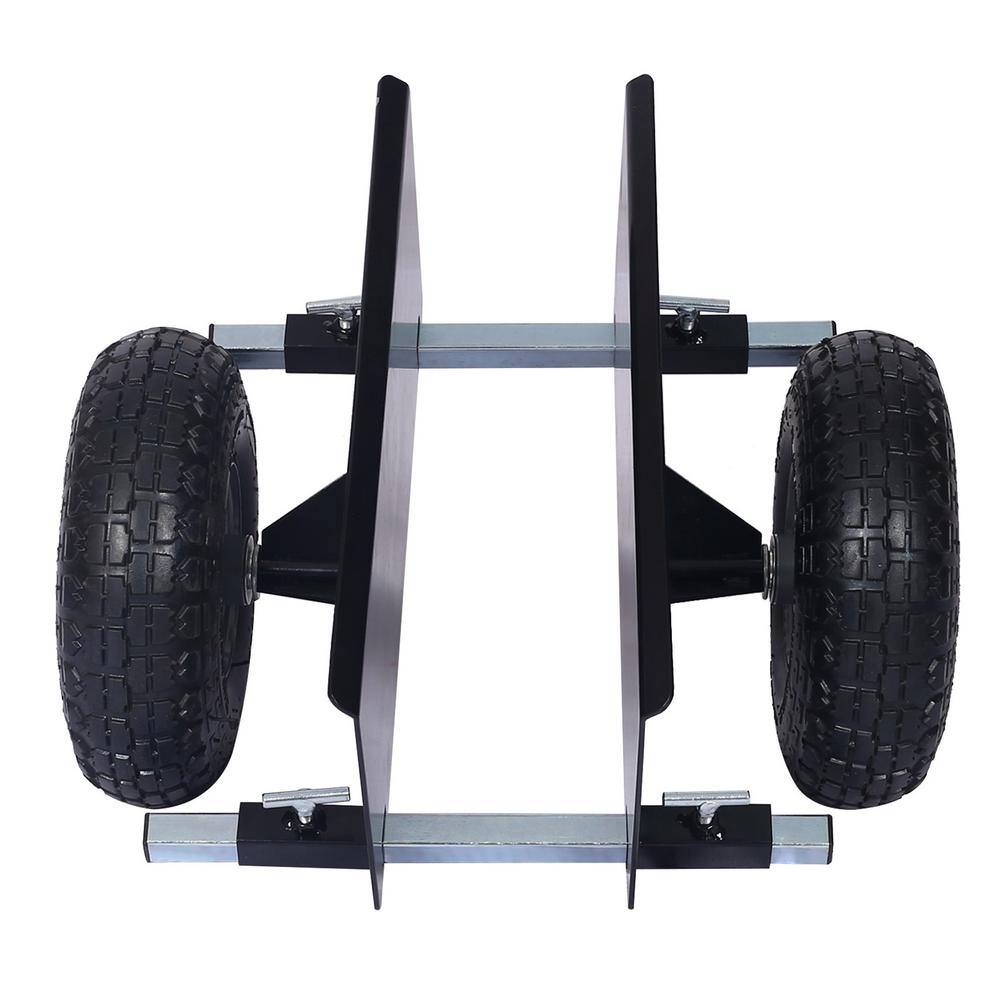 Heavy-Duty Black Steel Panel Dolly with Pneumatic Wheels