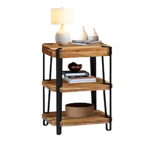 Ryegate Brown and Black Natural Wood with Metal 2-Shelf End Table