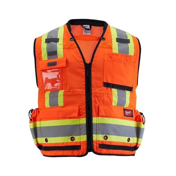 Milwaukee 48-73-5168 Class 2 Surveyor's High Visibility Orange Safety Vest - 4XL/5XL