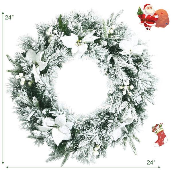 Sound-a-Light Flocked Christmas Wreath With Lights, 24