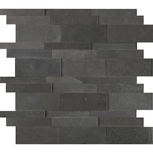 Take Home Tile Sample - Neptune 3D 4 in. x 4 in. Honed Basalt Mesh-Mounted Mosaic Tile (0.25 sq. ft.)