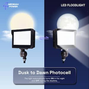 100-Watt Equivalent 2100 Lumens 100 Degree Bronze Dusk-to-Dawn Integrated LED Flood Light, 4000K Bright white light