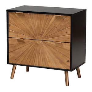 Baxton Studio Richardson Natural Brown and Black Storage Cabinet