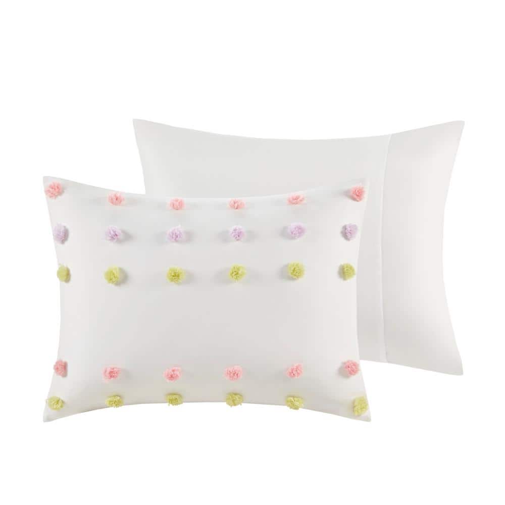 Full Pink Microfiber Kids' Comforter Set with Pompoms