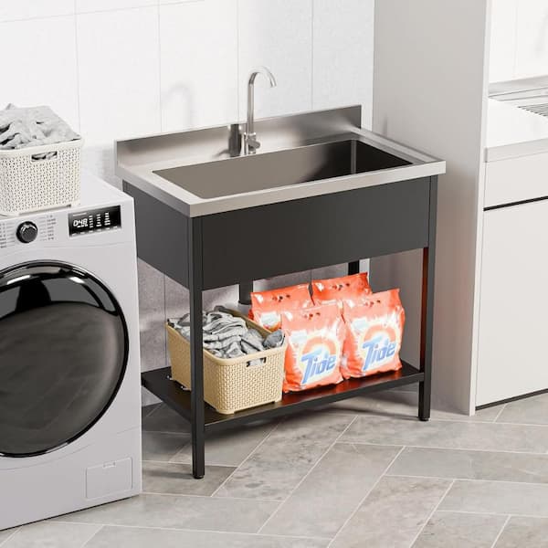 Karl home 20 in. D x 36 in. W Freestanding Laundry/Utility Sink in