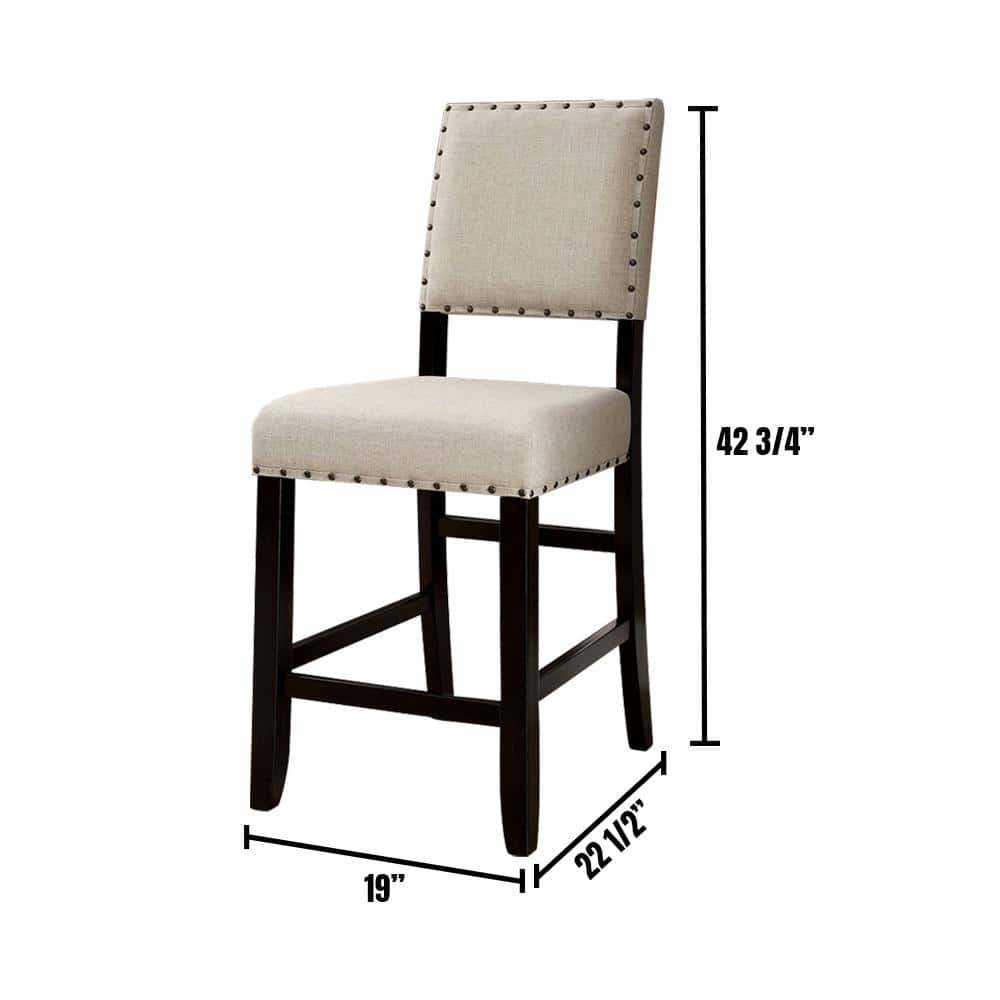 Sania II Antique Black and Beige Transitional Style Counter Height Chair -  William's Home Furnishing, CM3324BK-PC-2PK