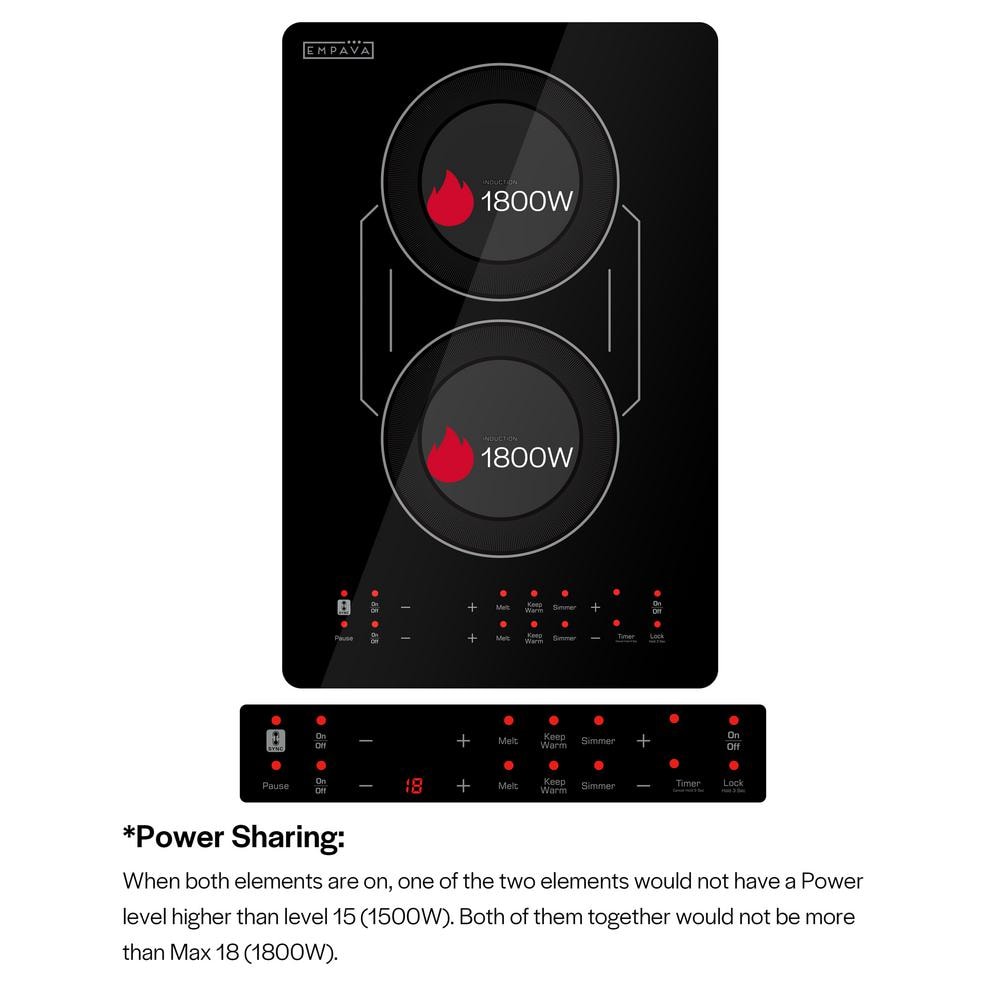 Empava - 12 in. Portable 2 Burners Induction Cooktop Countertop Stove - Thumbnail 2