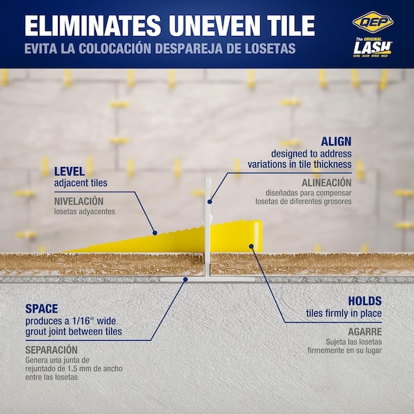 Lash White 1/16 in. Tile Leveling System Clips (2,000-Pack)