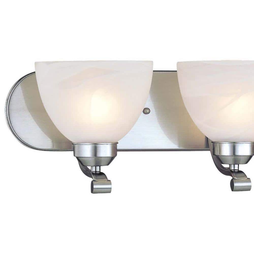 Brushed Nickel 24" Etched Glass 3-Light Bathroom Vanity Fixture