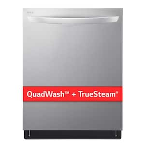 24 in. in PrintProof Stainless Steel Top Control Dishwasher with Towel Bar, TrueSteam and QuadWash