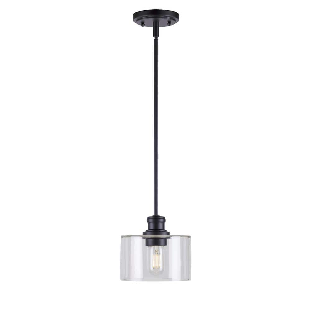 Zane 1-Light Black Pendant with Clear Glass