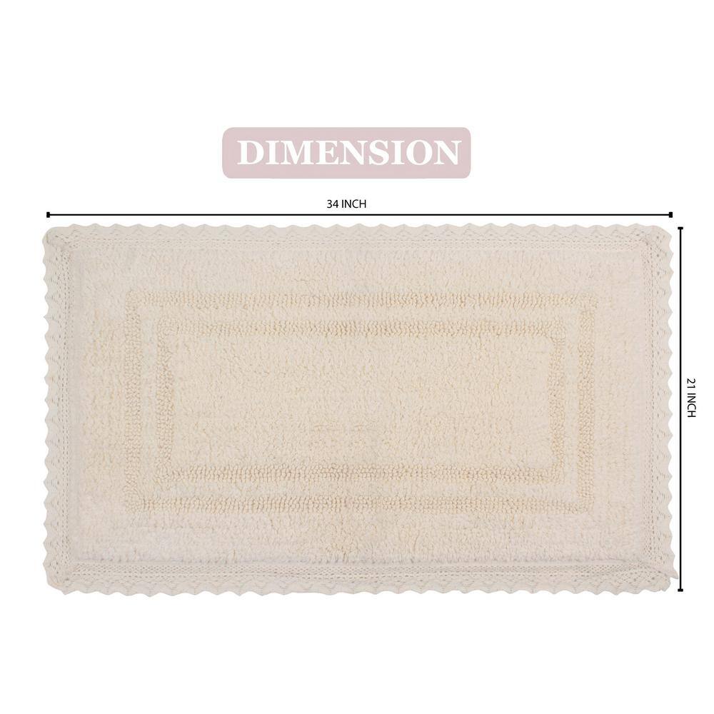 Opulent Beige Cotton Reversible Tufted Bath Rug