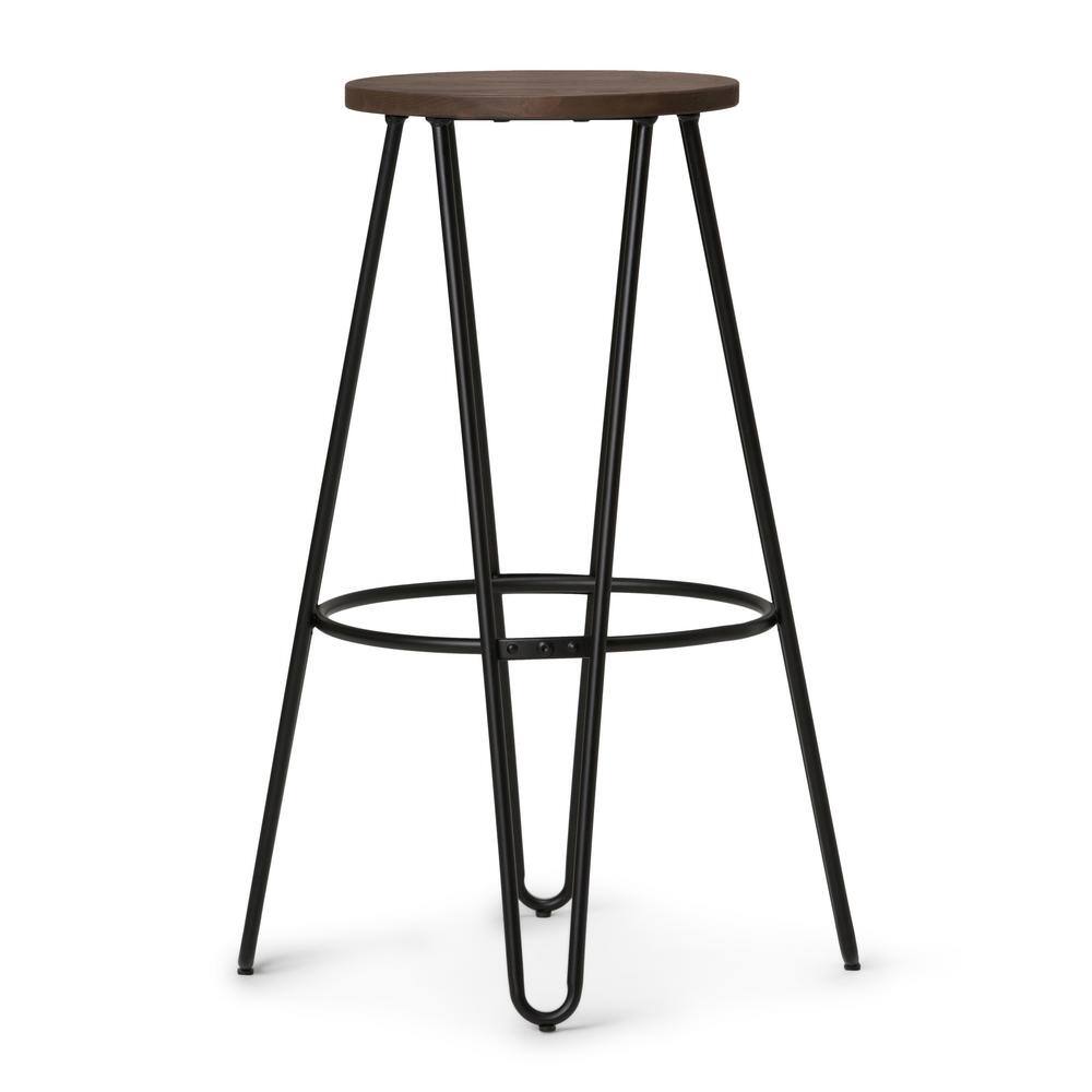 Cocoa Brown and Black 30" Industrial Metal and Wood Bar Stool