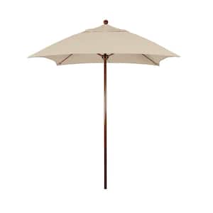 6 ft. Woodgrain Aluminum Commercial Market Patio Umbrella Fiberglass Ribs and Push Lift in Antique Beige Sunbrella