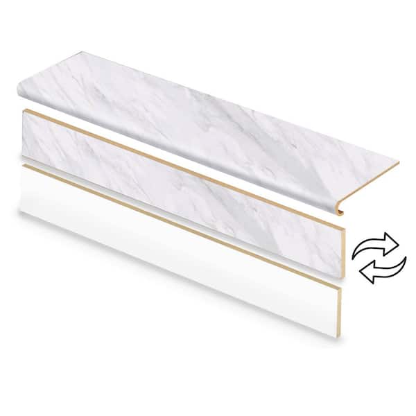 Emerald Bay Marble/Mountain Brook Marble 47 in. L x 12.15 in. W x 1.69 in. T Vinyl Stair Tread and Reversible Riser Kit