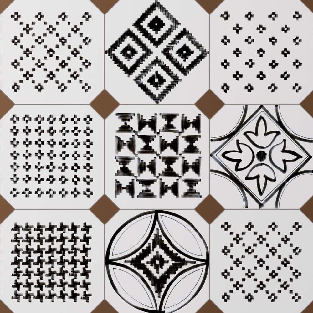Vaudeville Octagon Deco Sombra with Taco Marron 8 in. x 8 in. Porcelain Floor and Wall Tile (11.25 sq. ft. /Case) price history on PriceWatchPro
