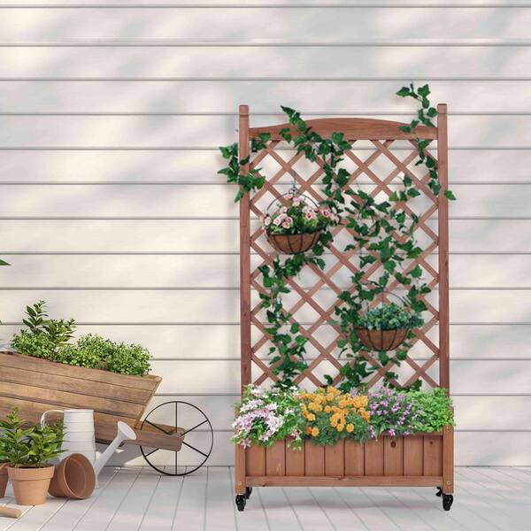 SpassWay Wood 11 in. L x 25 in. W x 42.3 in. H Bed with Trellis 2