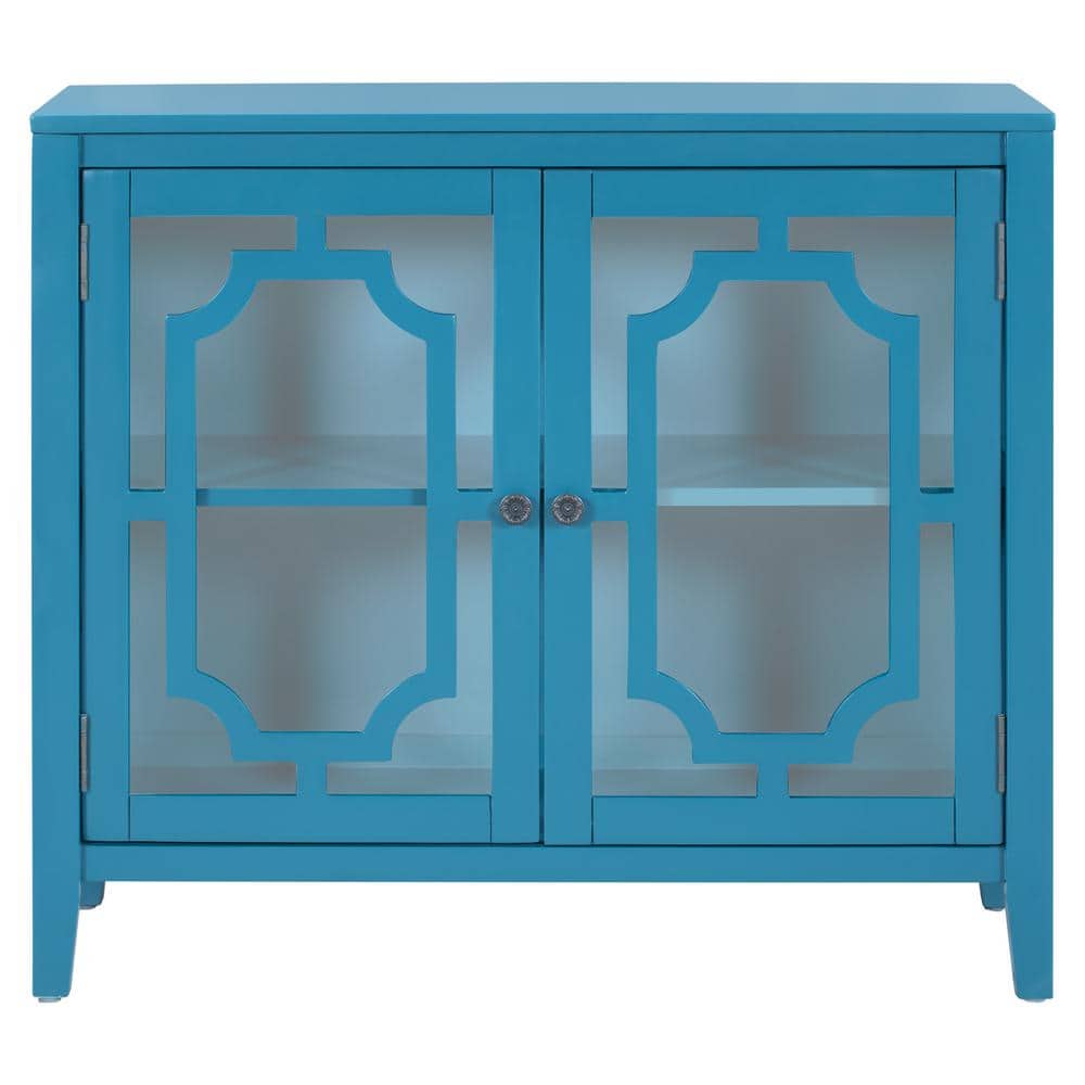 Dark Blue Sideboard with Decorative Door and Adjustable Shelf WF