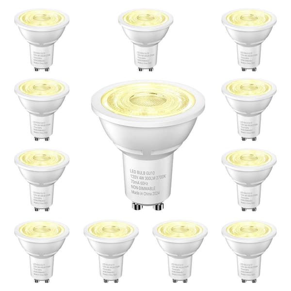 GU10 LED Light Bulb 35-Watts Equivalent No-Dimmable Track Lighting 80 Plus CRI Frosted Flood, Bright White 2700K 12-Pack