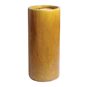 Large 36 in. Amber Ceramic Round Tall Pot