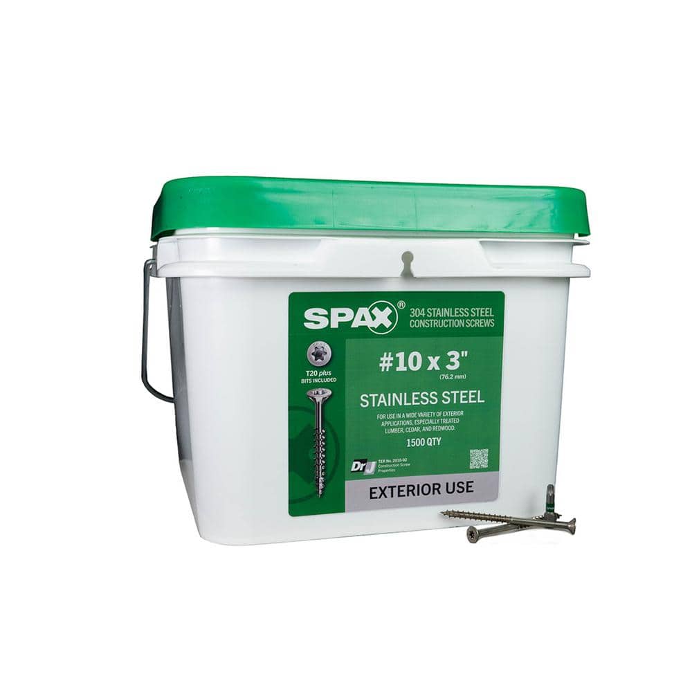 "#10 x3 in. Exterior Flat Head Stainless Steel Wood Deck Screws Construction TorxT-Star Plus(1500 Each)Bulk Bit Included" price history on PriceWatchPro