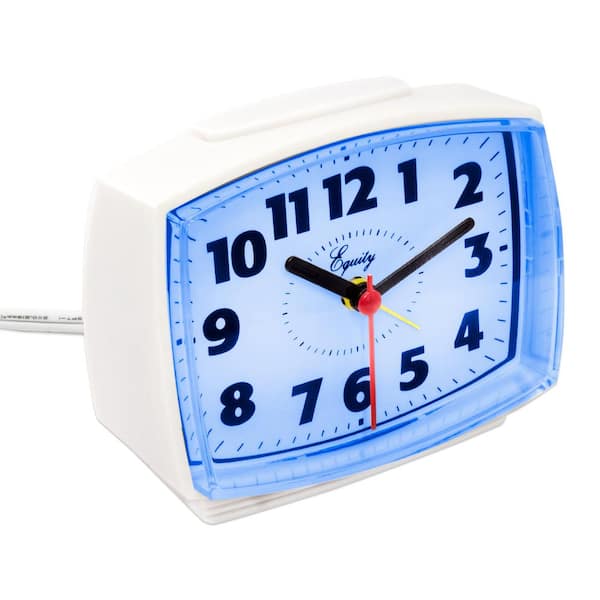 Equity by La Crosse 3 in. Tall Electrical Analog White Alarm Clock with  backlight 33100