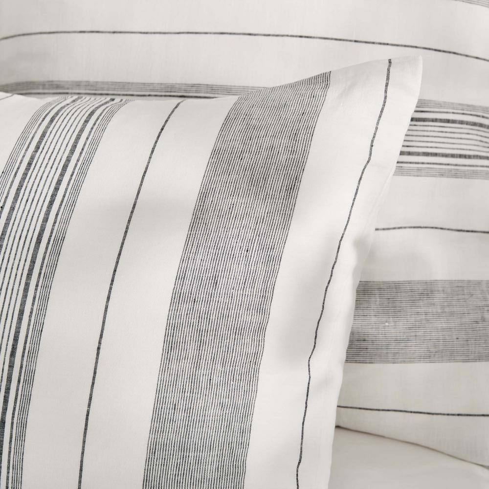 Monroe Stripe White and Gray Cotton Euro Sham