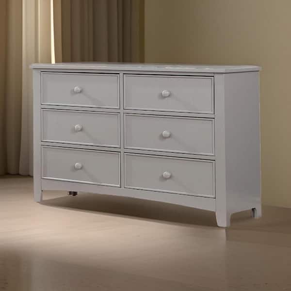 Gray 6-Drawer 48 in. Wide Dresser Without Mirror