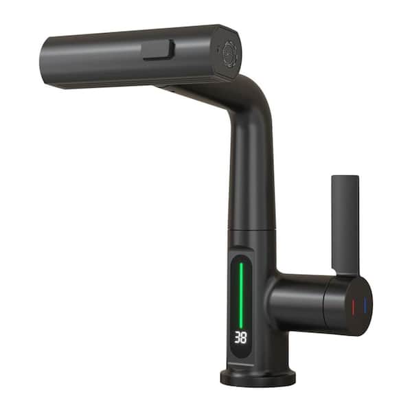 Aosspy Modern Single Handle Single Hole Bathroom Faucet in Matte Black