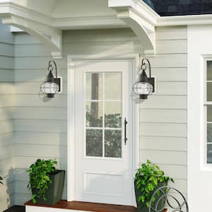 Hennington 20.5 in. 1-Light Charcoal Outdoor Hardwired Wall Lantern Sconce with No Bulbs Included