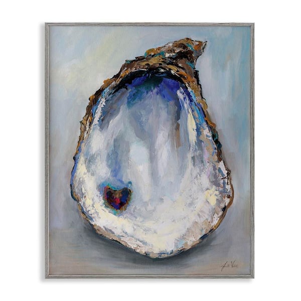 Organic Oyster Shell by Jeanette Vertentes Gray Framed Giclee Art Print Animal 24 in. x 30 in.