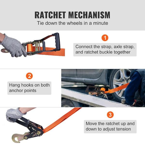 SafeStrap Ratchet Strap - Tie Down Straps With 3500 Lbs Capacity - 13 Ft Long - Set