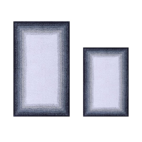 Better Trends Torrent Collection Gray 100% Cotton 2-Piece (17 in. x 24 in. : 24 in. x 40 in.) Bath Rug Set