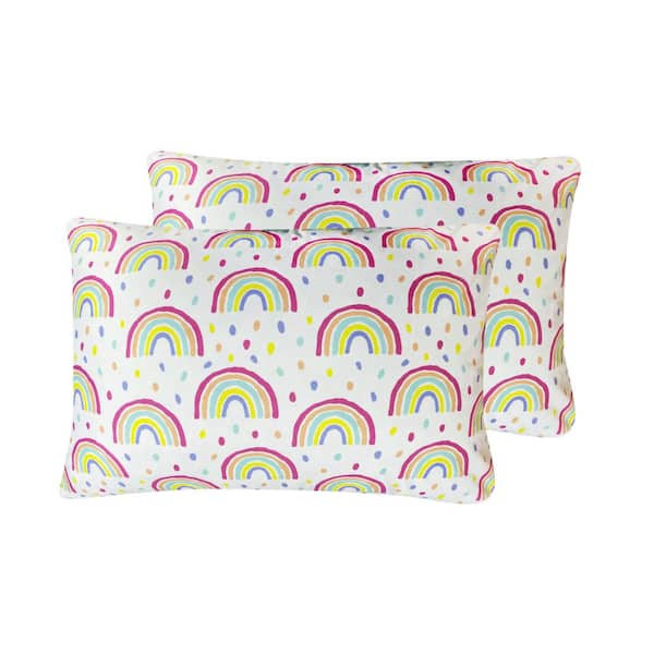 Rainbow 2-Piece Microfiber White Pillowcase Pair