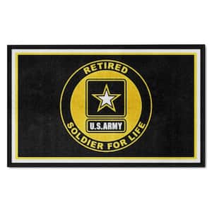 U.S. Army Black 4 ft. x 6 ft. Black Indoor Tufted Solid Nylon Rectangle Plush Area Rug
