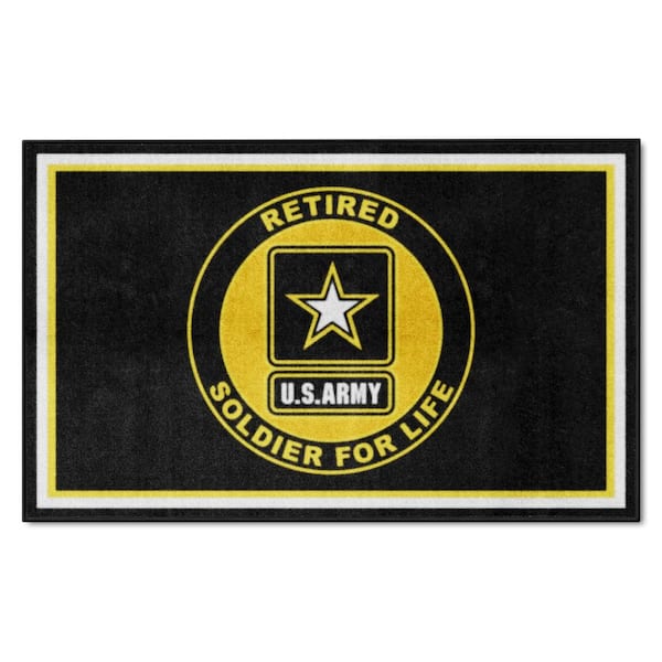 FANMATS U.S. Army Black 4 ft. x 6 ft. Black Indoor Tufted Solid Nylon Rectangle Plush Area Rug