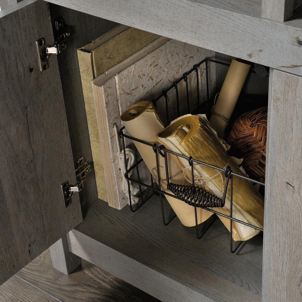 Mystic Oak Adjustable Storage Wall with Cubes and Doors