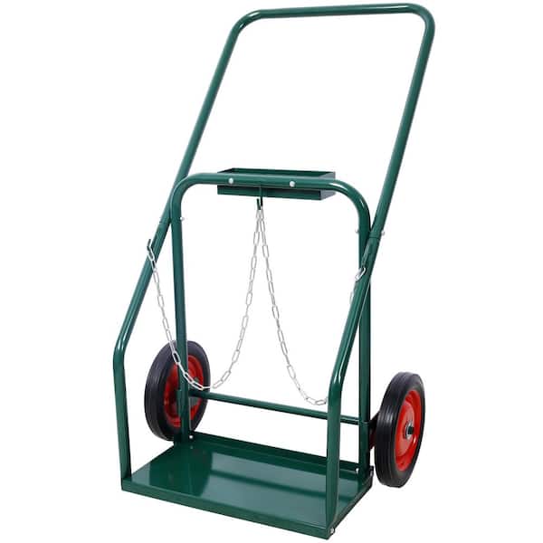 440 lbs. Capacity Cylinder Cart, Welding Cylinder Hand Truck, Dual Oxygen Tank Cart Dolly W/ 10 in. Solid Rubber Wheels