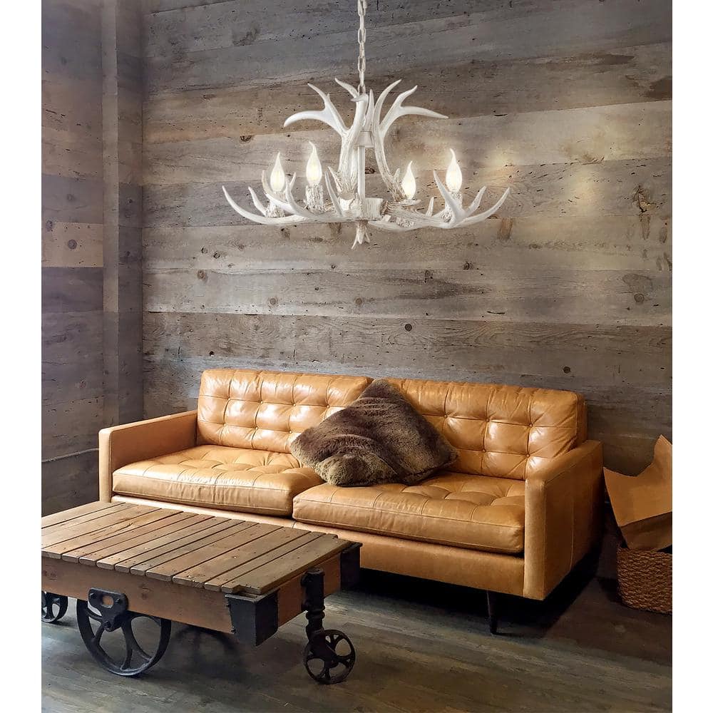 Eldora 27" White Resin Antler Chandelier