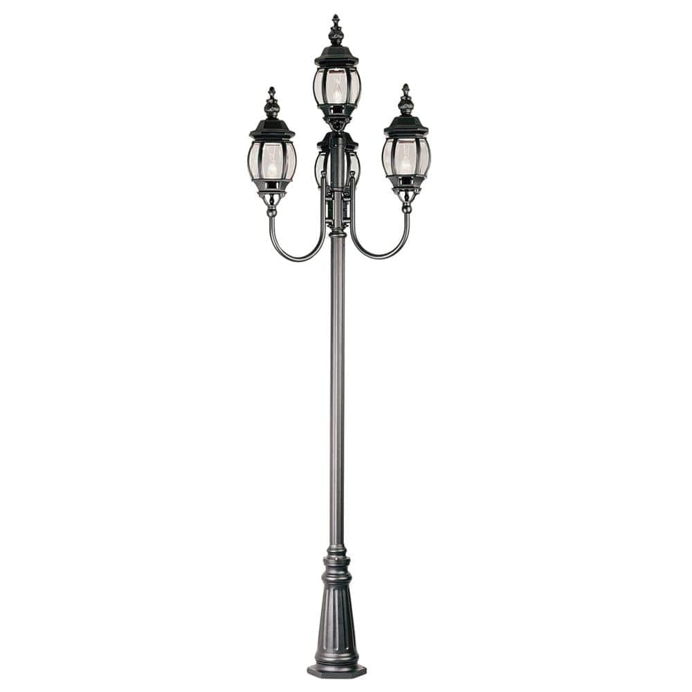 UPC 736916540940 product image for Bel Air Lighting Parsons 8 ft. 4-Light Black Outdoor Lamp Post Light Set with Cl | upcitemdb.com