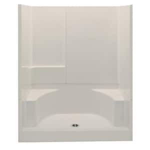 Remodeline 60 in. x 34 in. x 72 in. 3-Piece Shower Stall with 2 Seats and Center Drain in Bone