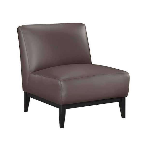 Holland Dark Brown Leather Upholstery Accent Arm Chair