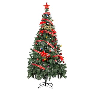 7 ft. Christmas Tree with Battery Operated Integrated LED Fairy String-Light and Christmas decorations