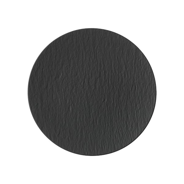 Manufacture Rock Black and Grey Textured Premium Porcelain 12.5 in Annual Dinner Plate Annual