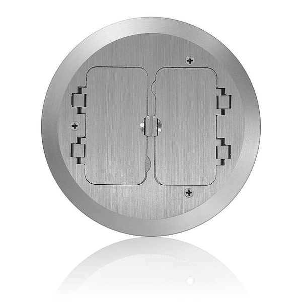 Concrete Floor Box Nickel Plated Cover Plate, 2 Decora Flip Lids FBC2F-N